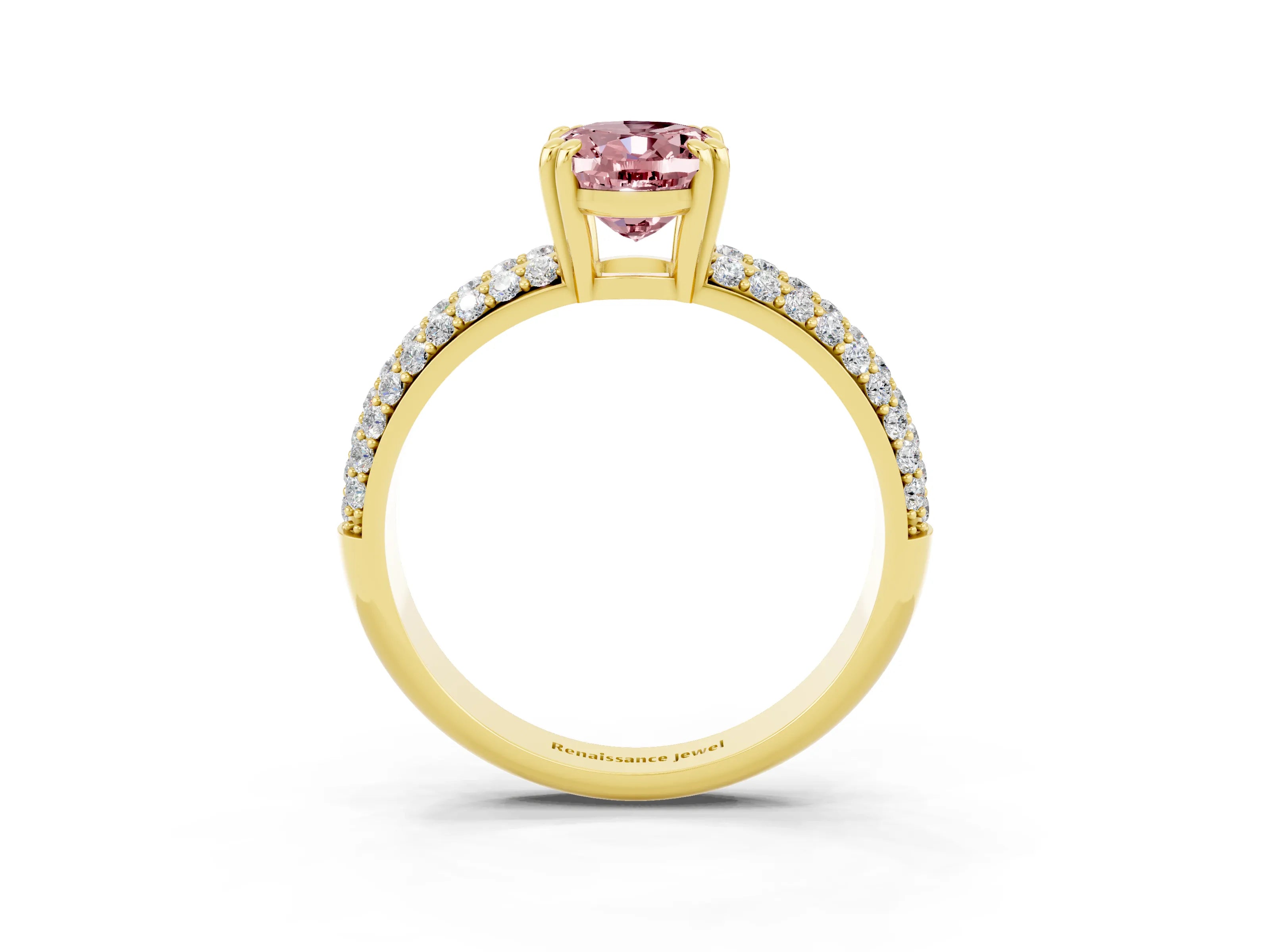 Yellow gold Oval Cut Cut Diamond Milgrain Marquise Band with Prong Setting_3