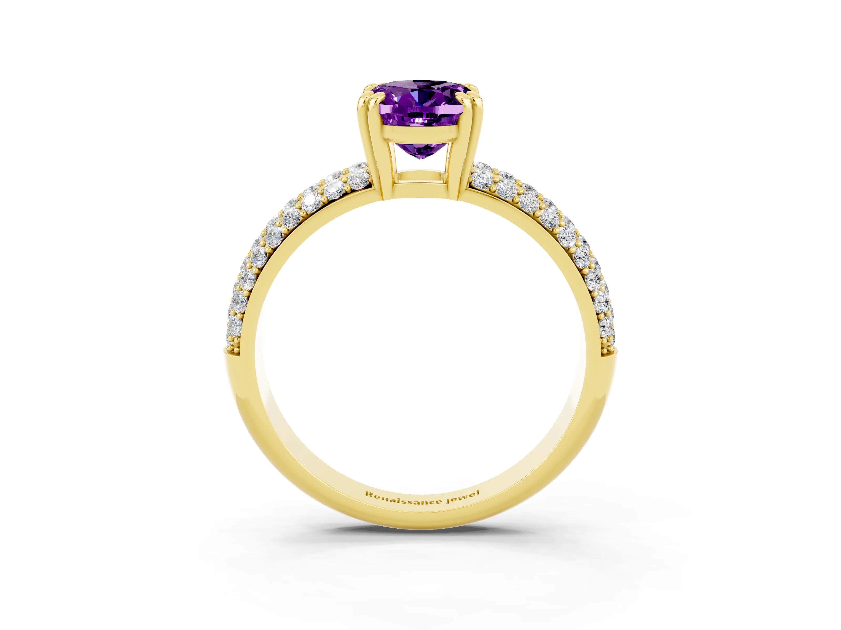 Yellow gold Oval Cut Cut Diamond Milgrain Marquise Band with Prong Setting_3