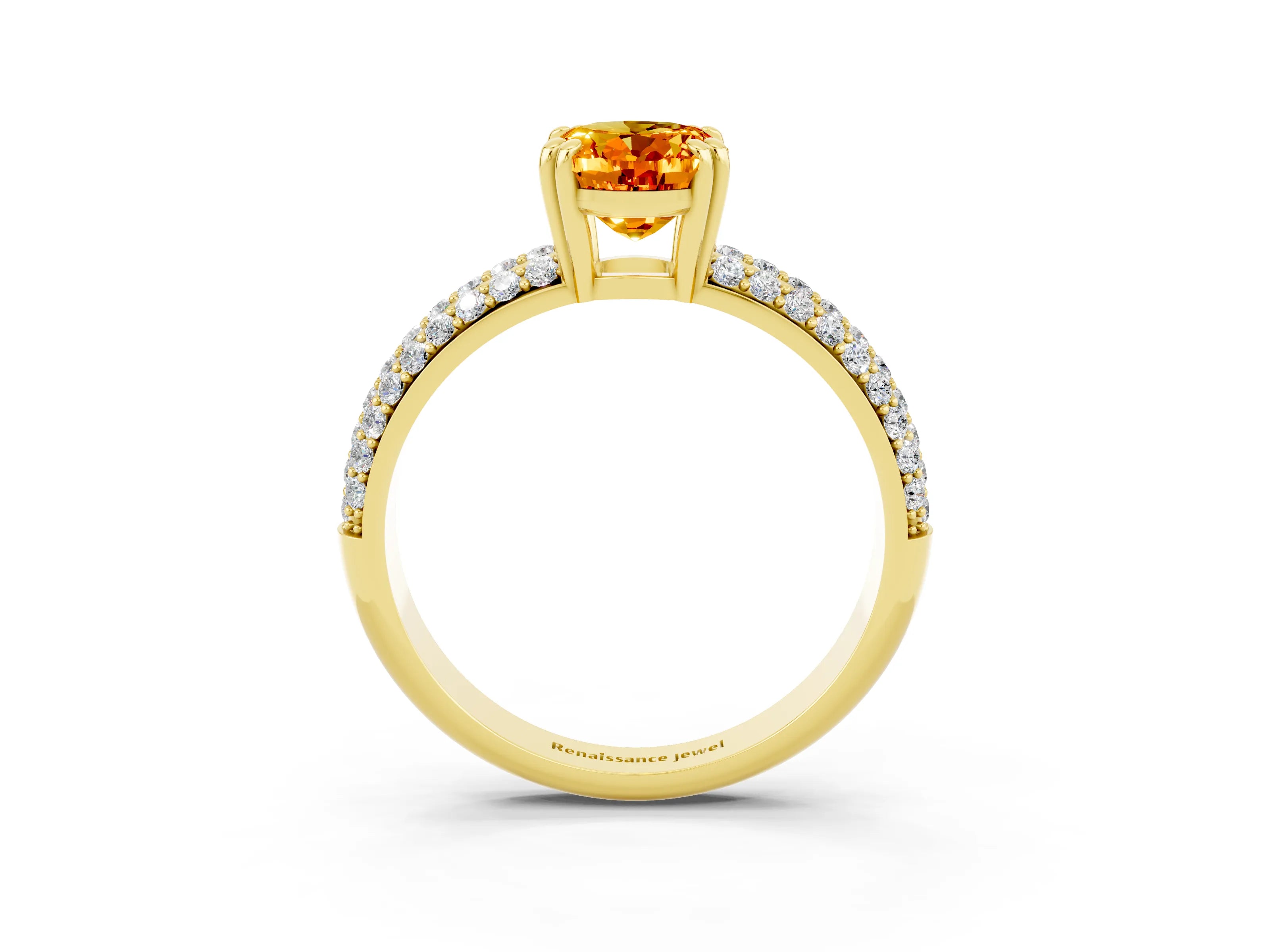 Yellow gold Oval Cut Cut Diamond Milgrain Marquise Band with Prong Setting_3