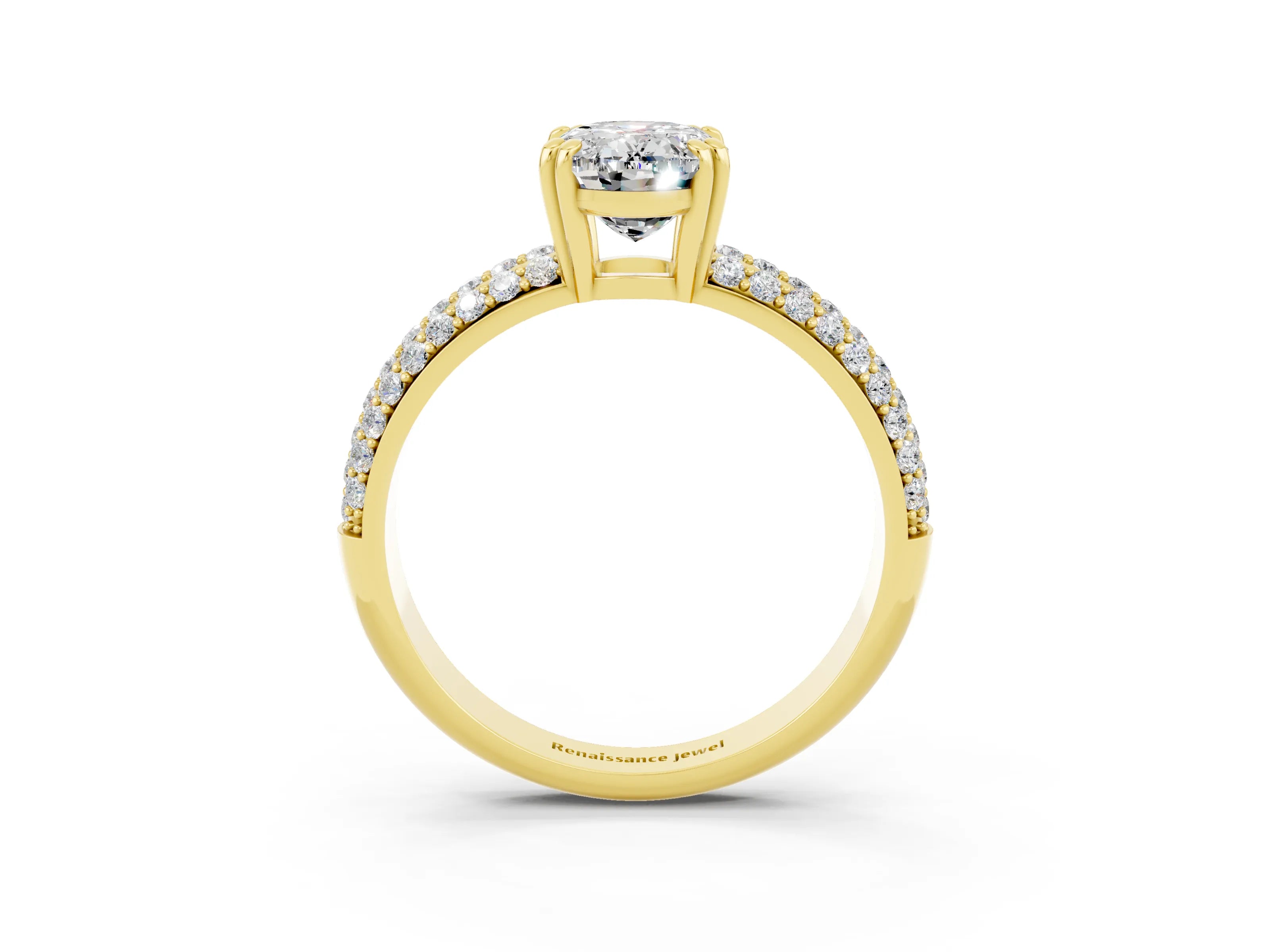 Yellow gold Oval Cut Cut Diamond Milgrain Marquise Band with Prong Setting_3