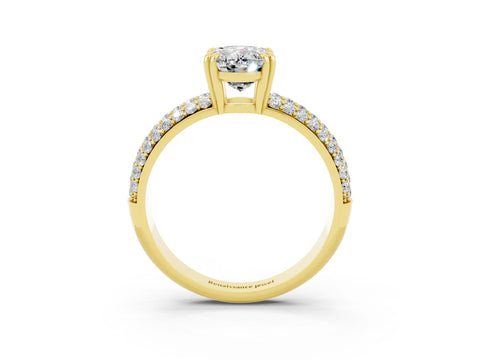 Yellow gold Oval Cut Cut Diamond Milgrain Marquise Band with Prong Setting_3
