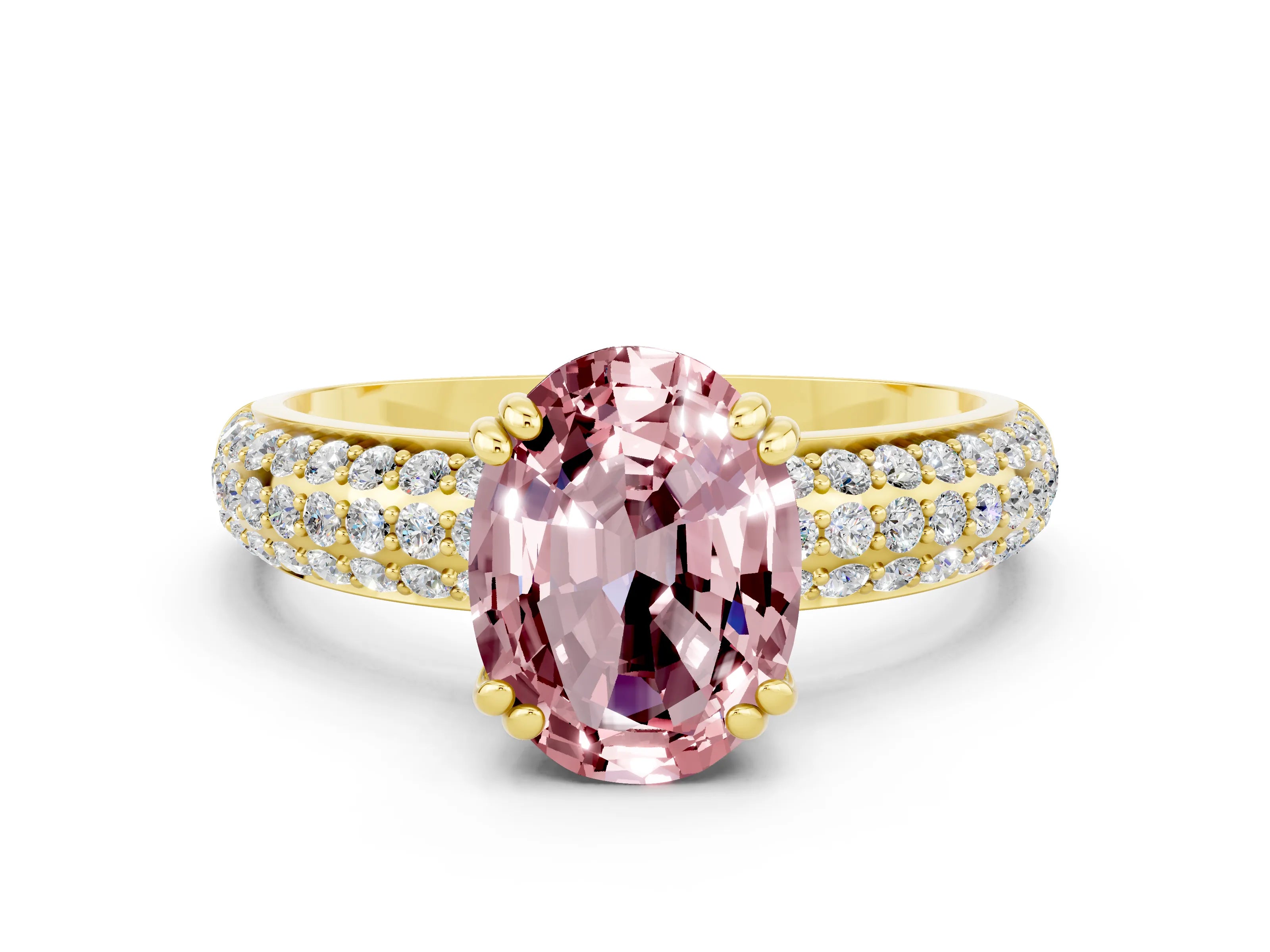 Yellow gold Oval Cut Cut Diamond Milgrain Marquise Band with Prong Setting
