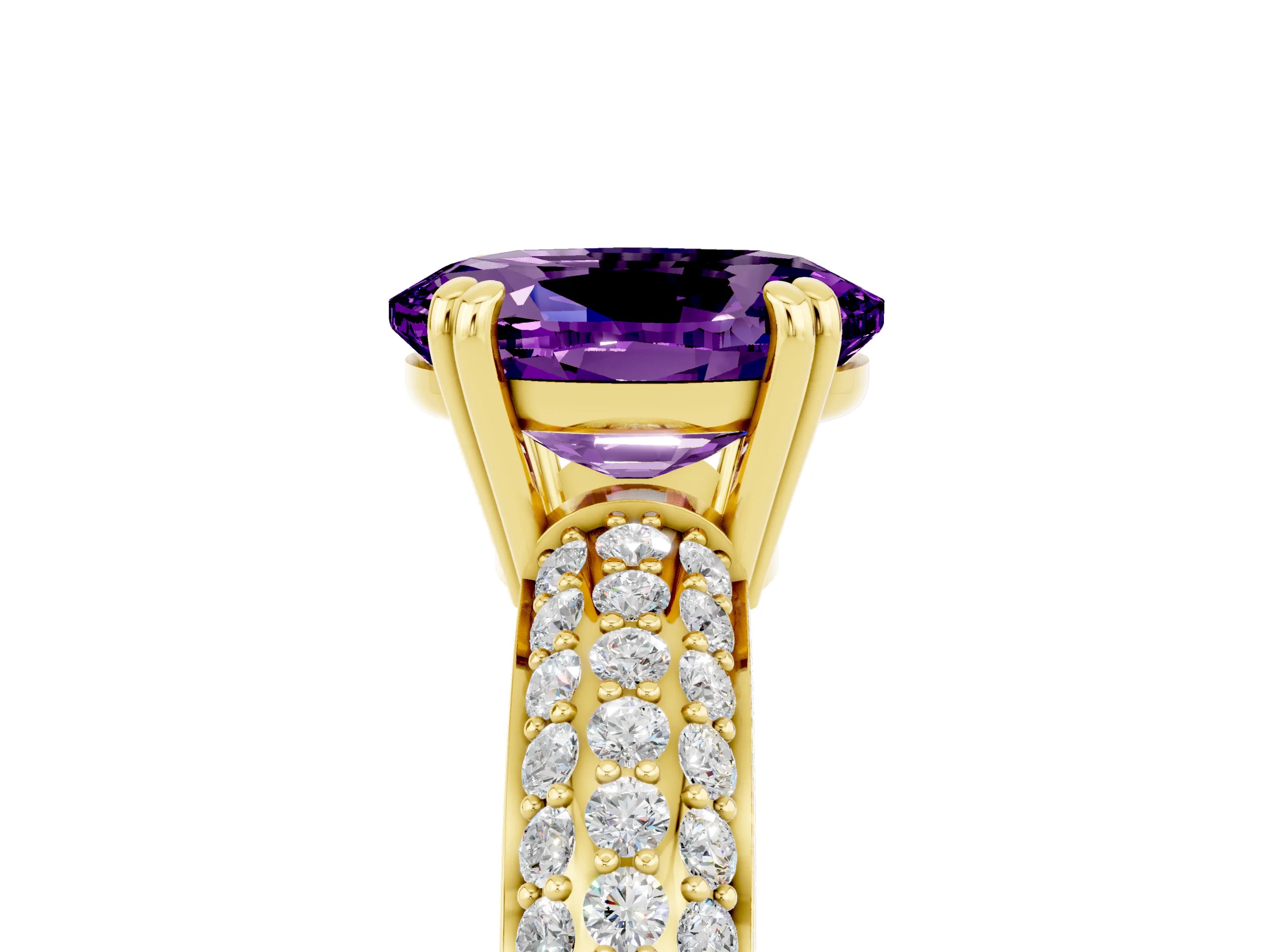 Yellow gold Oval Cut Cut Diamond Milgrain Marquise Band with Prong Setting_5