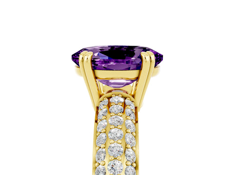 Yellow gold Oval Cut Cut Diamond Milgrain Marquise Band with Prong Setting_5