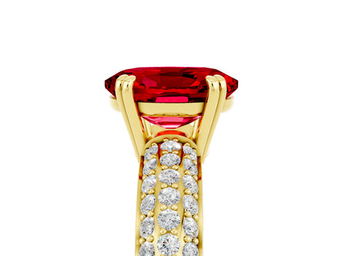 Yellow gold Oval Cut Cut Diamond Milgrain Marquise Band with Prong Setting_5