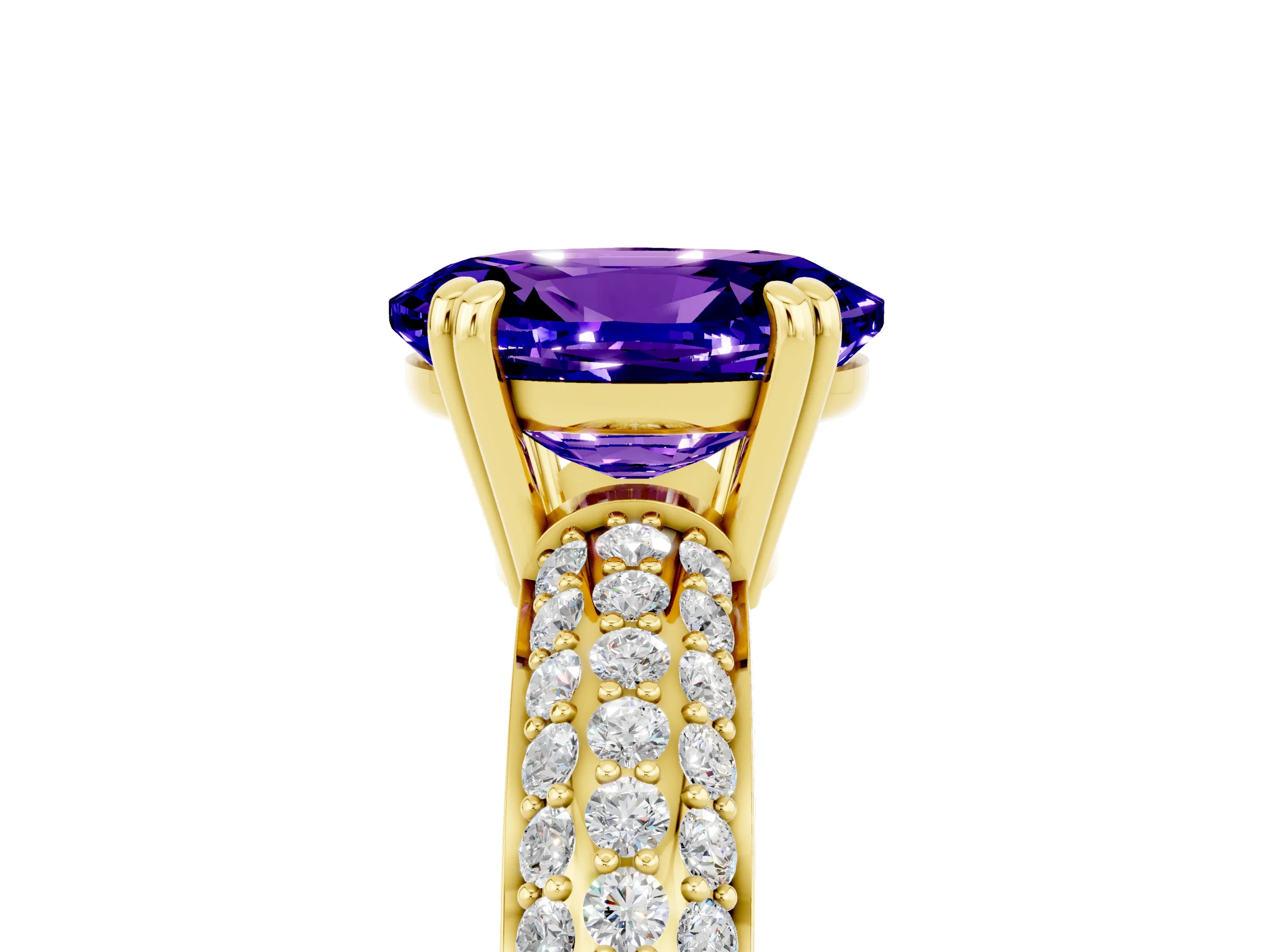 Yellow gold Oval Cut Cut Diamond Milgrain Marquise Band with Prong Setting_5