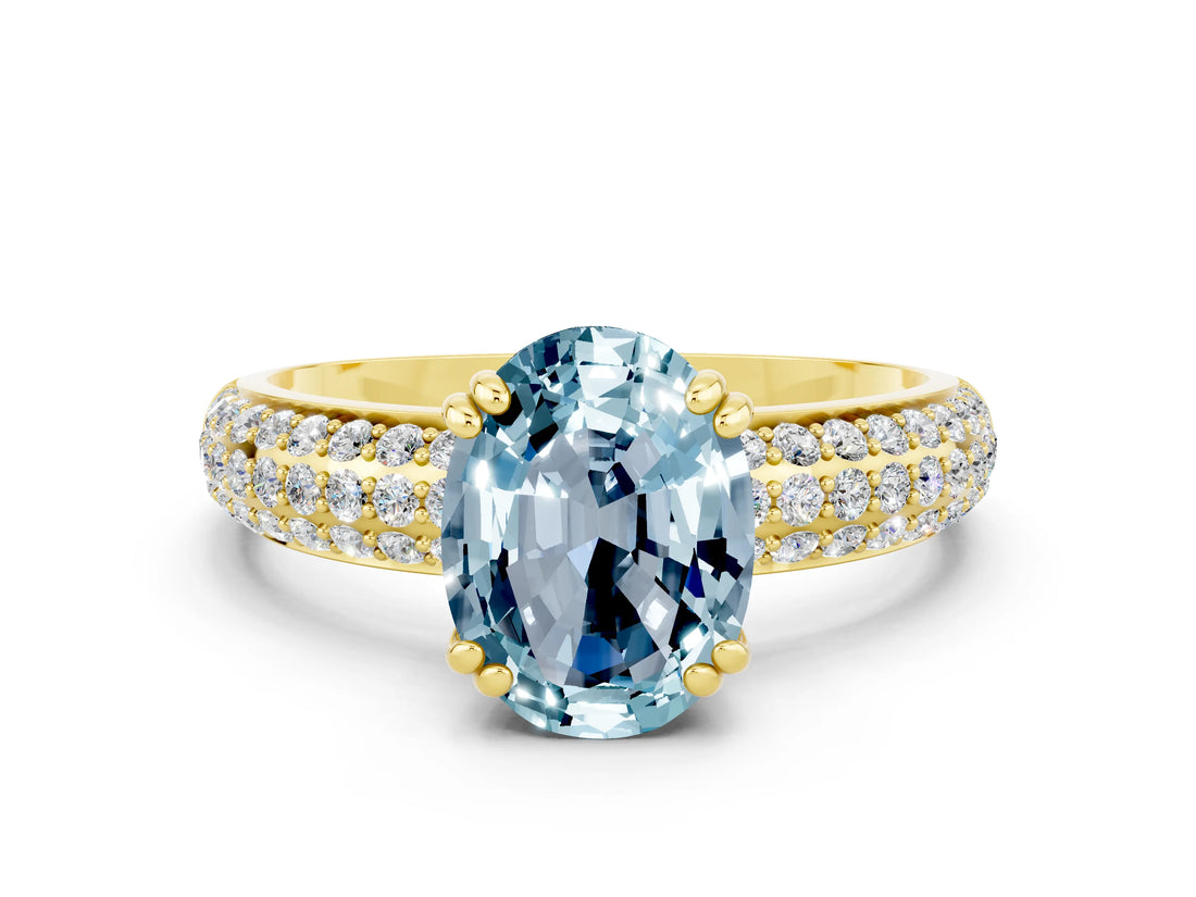 Yellow gold Oval Cut Cut Diamond Milgrain Marquise Band with Prong Setting
