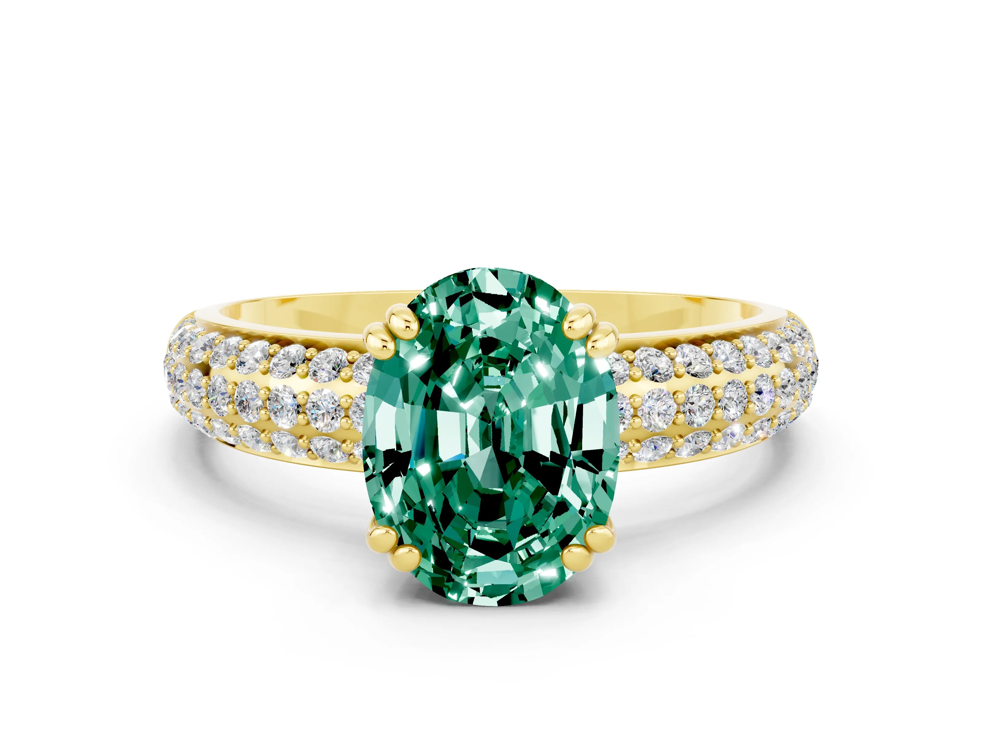 Yellow gold Oval Cut Cut Diamond Milgrain Marquise Band with Prong Setting