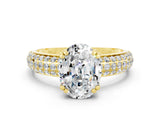 Yellow gold Oval Cut Cut Diamond Milgrain Marquise Band with Prong Setting