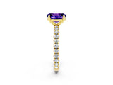 Yellow gold Oval Cut Cut Diamond Pavé Band with Four-Prong Setting_2