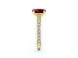 Yellow gold Oval Cut Cut Diamond Pavé Band with Four-Prong Setting_2
