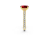 Yellow gold Oval Cut Cut Diamond Pavé Band with Four-Prong Setting_2