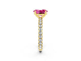 Yellow gold Oval Cut Cut Diamond Pavé Band with Four-Prong Setting_2