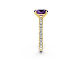 Yellow gold Oval Cut Cut Diamond Pavé Band with Four-Prong Setting_2