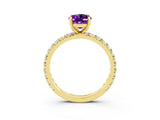Yellow gold Oval Cut Cut Diamond Pavé Band with Four-Prong Setting_3