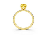 Yellow gold Oval Cut Cut Diamond Pavé Band with Four-Prong Setting_3