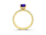 Yellow gold Oval Cut Cut Diamond Pavé Band with Four-Prong Setting_3