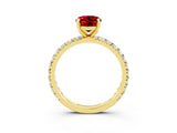Yellow gold Oval Cut Cut Diamond Pavé Band with Four-Prong Setting_3