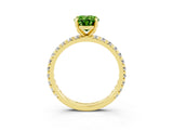 Yellow gold Oval Cut Cut Diamond Pavé Band with Four-Prong Setting_3