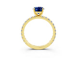 Yellow gold Oval Cut Cut Diamond Pavé Band with Four-Prong Setting_3