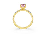 Yellow gold Oval Cut Cut Diamond Pavé Band with Four-Prong Setting_3