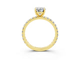 Yellow gold Oval Cut Cut Diamond Pavé Band with Four-Prong Setting_3