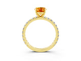Yellow gold Oval Cut Cut Diamond Pavé Band with Four-Prong Setting_3