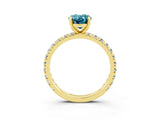 Yellow gold Oval Cut Cut Diamond Pavé Band with Four-Prong Setting_3
