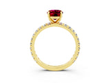 Yellow gold Oval Cut Cut Diamond Pavé Band with Four-Prong Setting_3