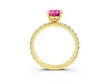 Yellow gold Oval Cut Cut Diamond Pavé Band with Four-Prong Setting_3