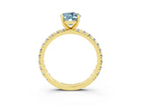 Yellow gold Oval Cut Cut Diamond Pavé Band with Four-Prong Setting_3