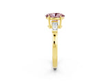 Yellow gold Oval Cut Cut Diamond Ring with Tapered Baguette Side Stones in Four-Prong Setting_2