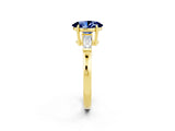Yellow gold Oval Cut Cut Diamond Ring with Tapered Baguette Side Stones in Four-Prong Setting_2
