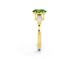 Yellow gold Oval Cut Cut Diamond Ring with Tapered Baguette Side Stones in Four-Prong Setting_2