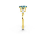 Yellow gold Oval Cut Cut Diamond Ring with Tapered Baguette Side Stones in Four-Prong Setting_2