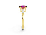 Yellow gold Oval Cut Cut Diamond Ring with Tapered Baguette Side Stones in Four-Prong Setting_2
