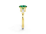 Yellow gold Oval Cut Cut Diamond Ring with Tapered Baguette Side Stones in Four-Prong Setting_2