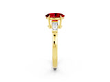 Yellow gold Oval Cut Cut Diamond Ring with Tapered Baguette Side Stones in Four-Prong Setting_2