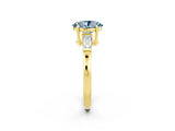 Yellow gold Oval Cut Cut Diamond Ring with Tapered Baguette Side Stones in Four-Prong Setting_2