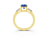 Yellow gold Oval Cut Cut Diamond Ring with Tapered Baguette Side Stones in Four-Prong Setting_3