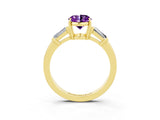 Yellow gold Oval Cut Cut Diamond Ring with Tapered Baguette Side Stones in Four-Prong Setting_3