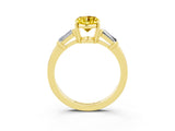Yellow gold Oval Cut Cut Diamond Ring with Tapered Baguette Side Stones in Four-Prong Setting_3