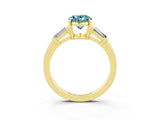 Yellow gold Oval Cut Cut Diamond Ring with Tapered Baguette Side Stones in Four-Prong Setting_3