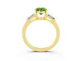 Yellow gold Oval Cut Cut Diamond Ring with Tapered Baguette Side Stones in Four-Prong Setting_3