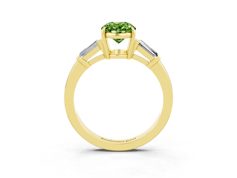 Yellow gold Oval Cut Cut Diamond Ring with Tapered Baguette Side Stones in Four-Prong Setting_3