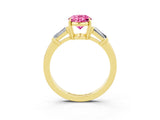 Yellow gold Oval Cut Cut Diamond Ring with Tapered Baguette Side Stones in Four-Prong Setting_3