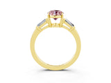 Yellow gold Oval Cut Cut Diamond Ring with Tapered Baguette Side Stones in Four-Prong Setting_3