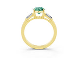 Yellow gold Oval Cut Cut Diamond Ring with Tapered Baguette Side Stones in Four-Prong Setting_3
