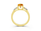 Yellow gold Oval Cut Cut Diamond Ring with Tapered Baguette Side Stones in Four-Prong Setting_3