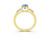 Yellow gold Oval Cut Cut Diamond Ring with Tapered Baguette Side Stones in Four-Prong Setting_3